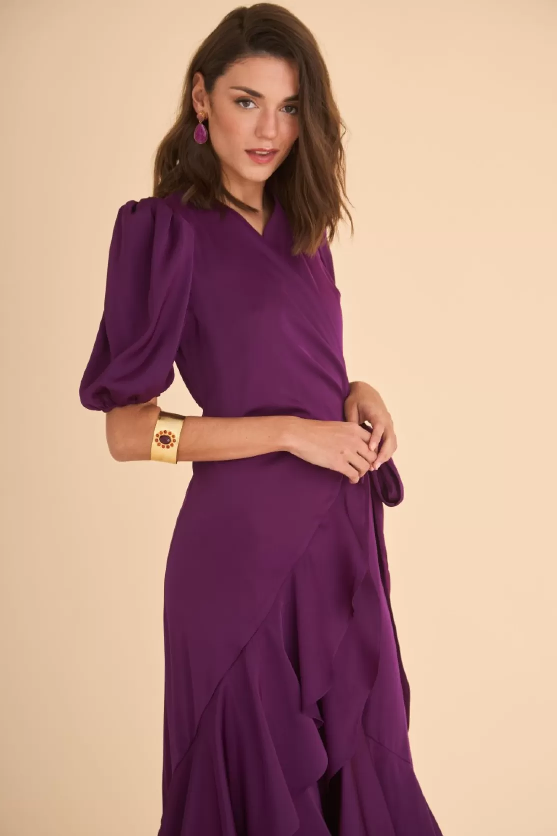 Shop Coosy VESTIDO PLACISBERENJENA